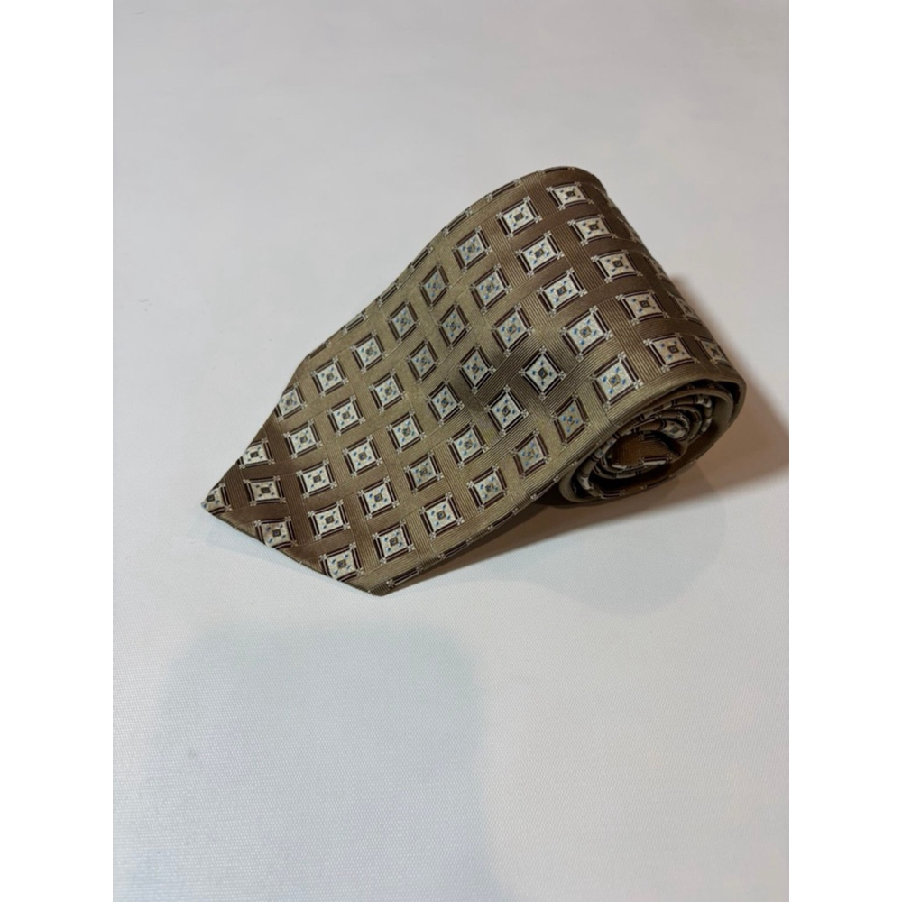 Hugo Boss Silk Tie Gold Geometric Medallion Made In Italy Luxury